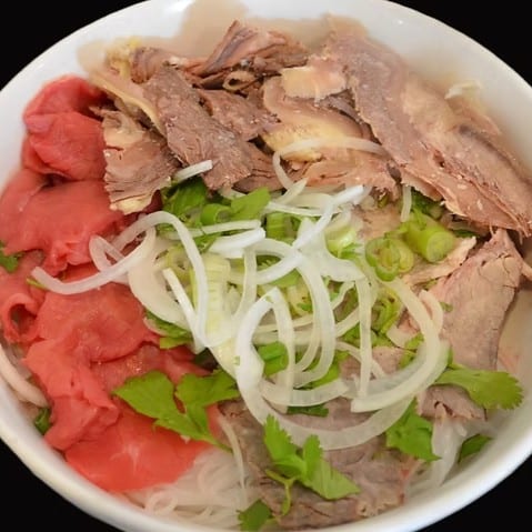 Pho with Rare Beef, Beef Brisket, and Beef Flank.