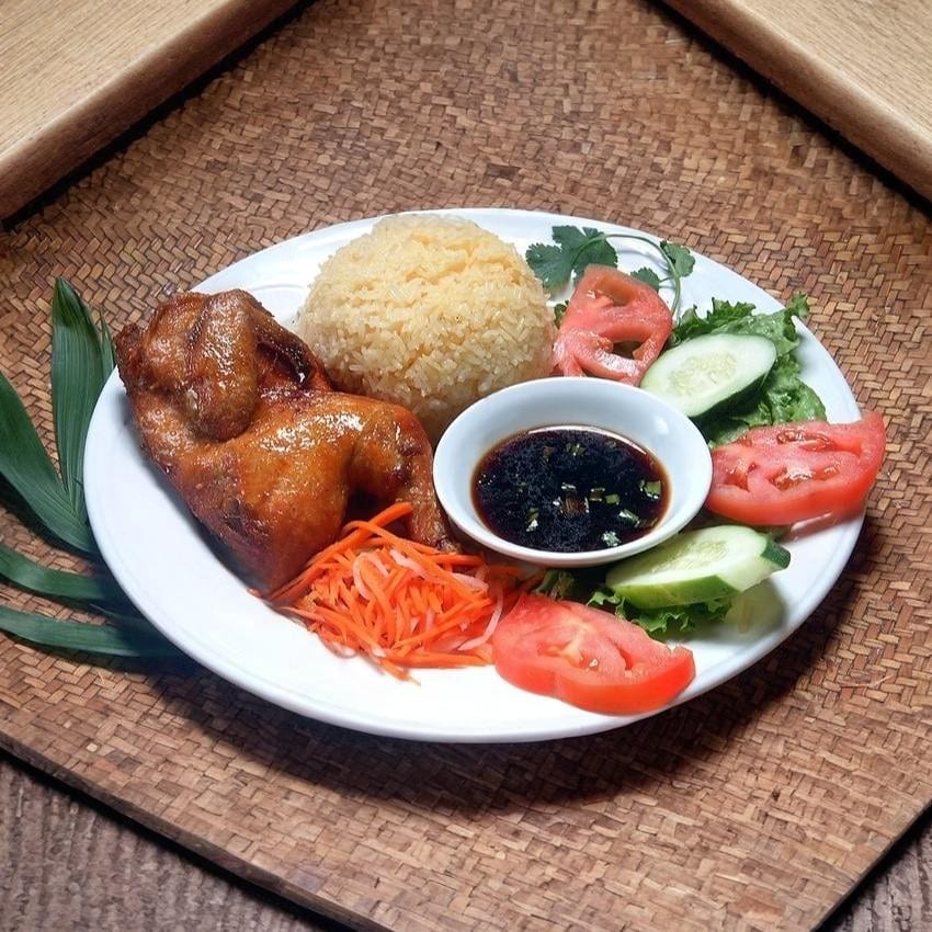 Golden Cornish Hen with Buttered Rice.