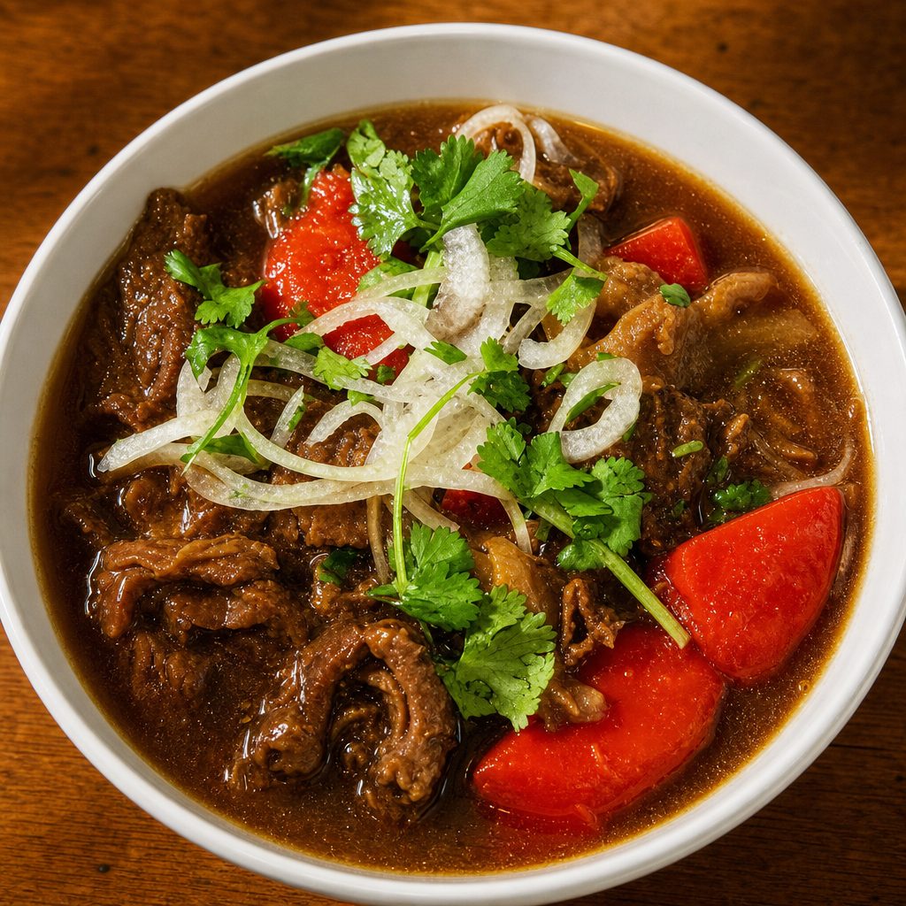 Beef Stew with Egg Noodles or Rice Noodles.