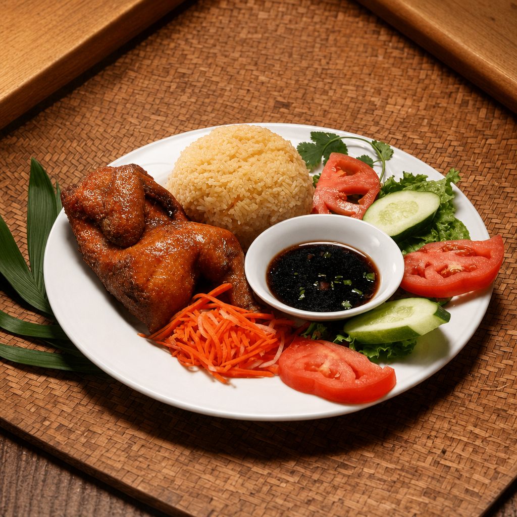 Golden Cornish Hen with Buttered Rice.